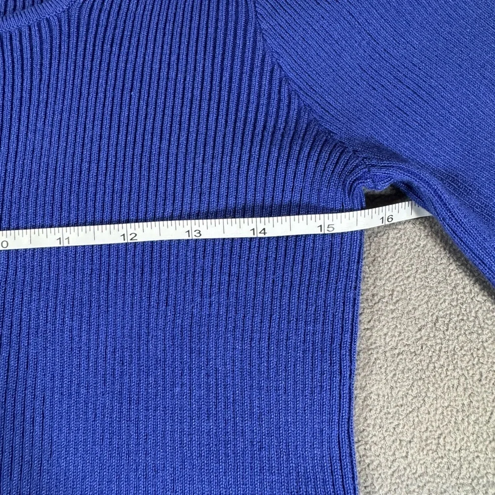 Philosophy Ribbed Royal Blue Sweater Shirt with Puffy Sleeves - Picture 6 of 12